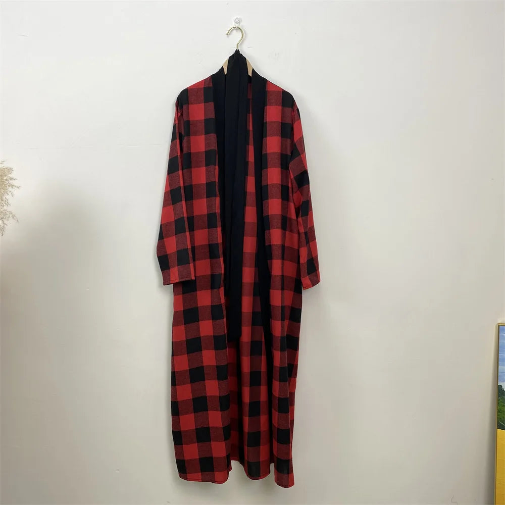 Women’s Plaid Robe with Pockets & Belt – Christmas Style