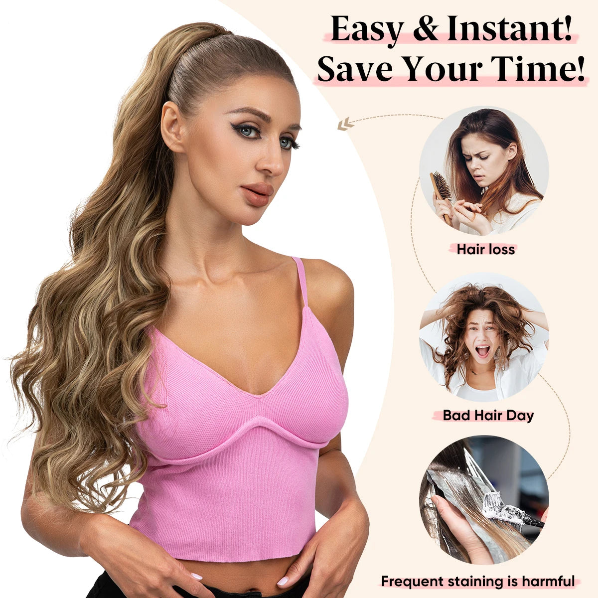 **26" Natural Wave Drawstring Ponytail Extension**