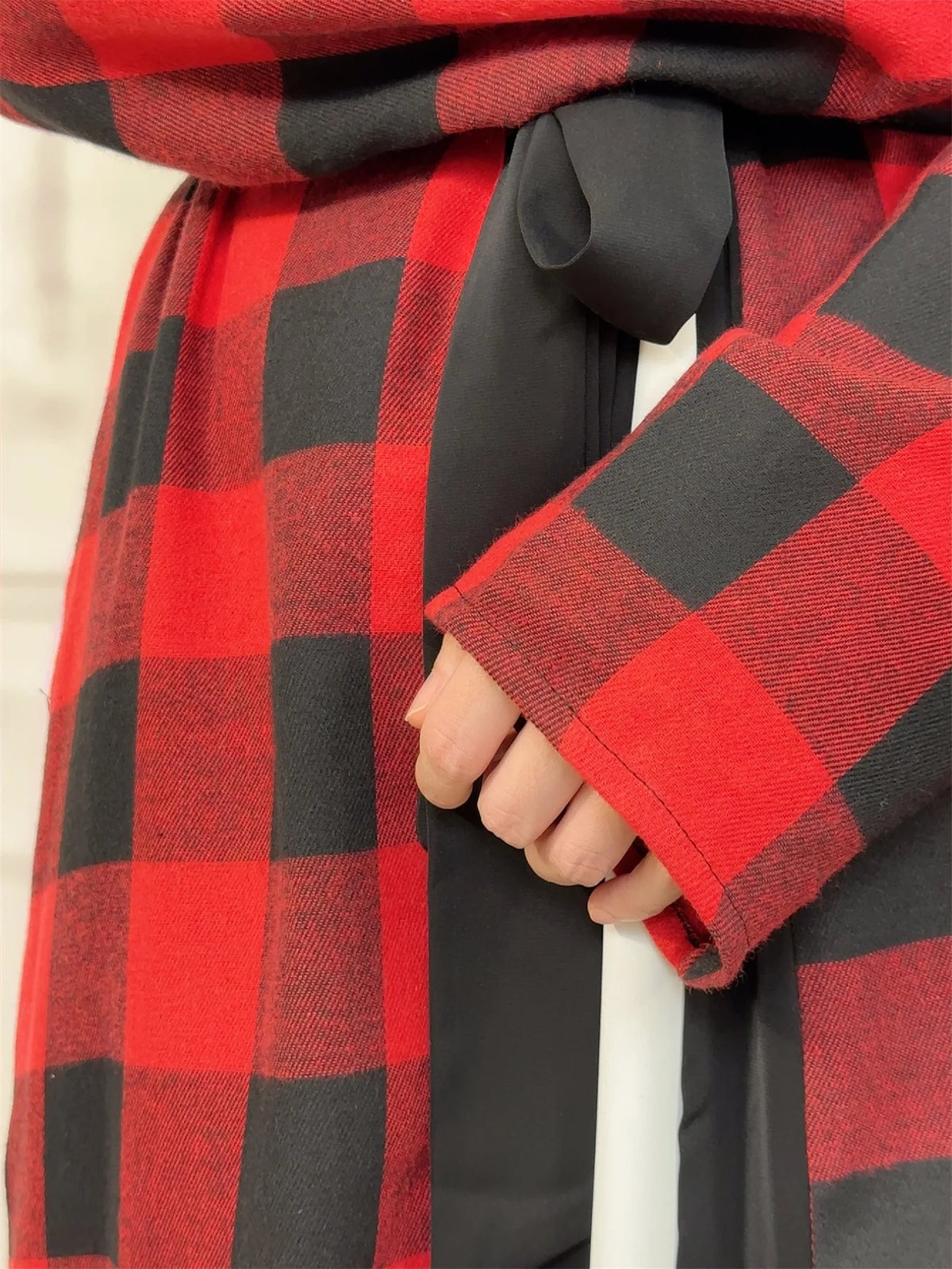 Women’s Plaid Robe with Pockets & Belt – Christmas Style