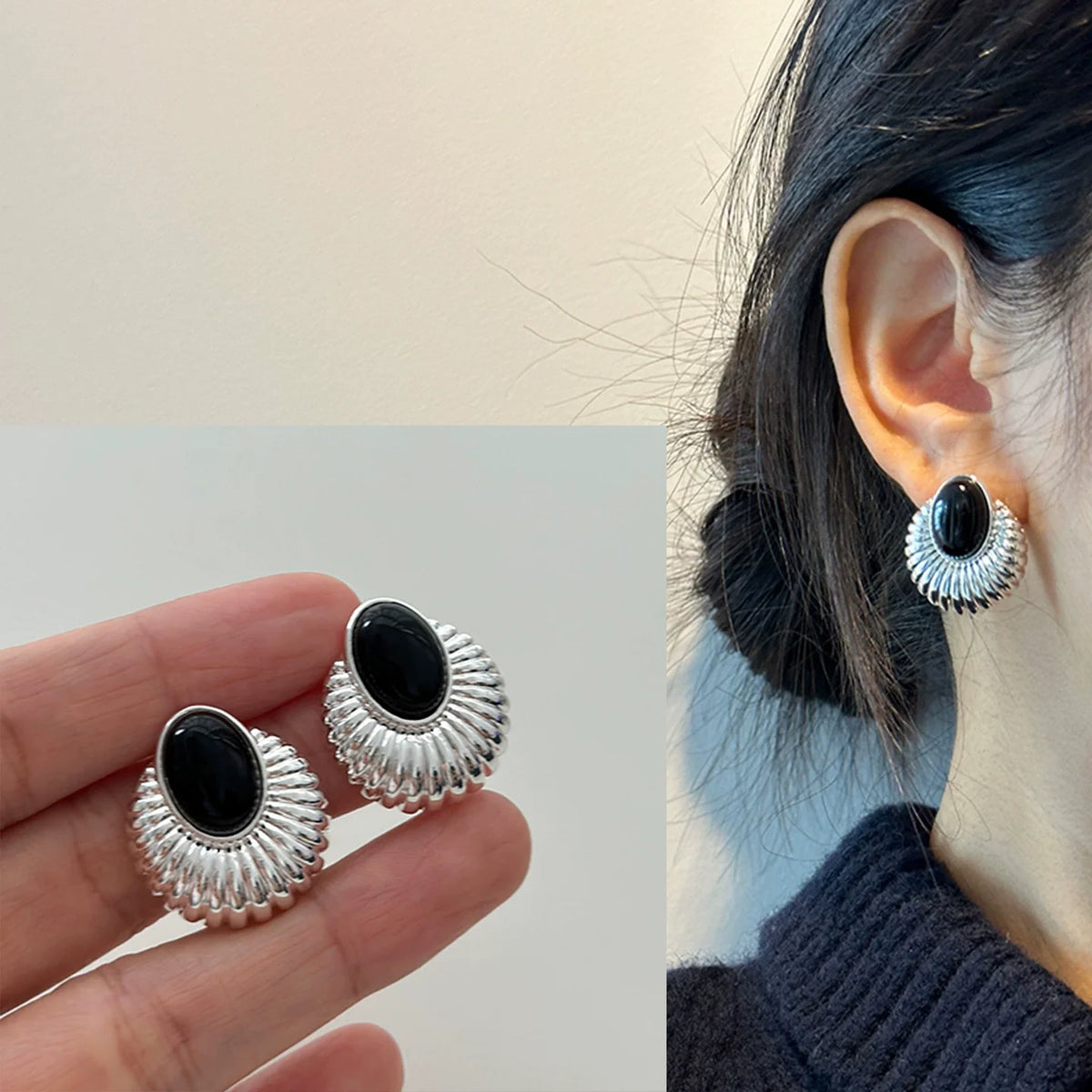 **VENTFILLE 925 Sterling Silver Chunky Hoop Earrings**