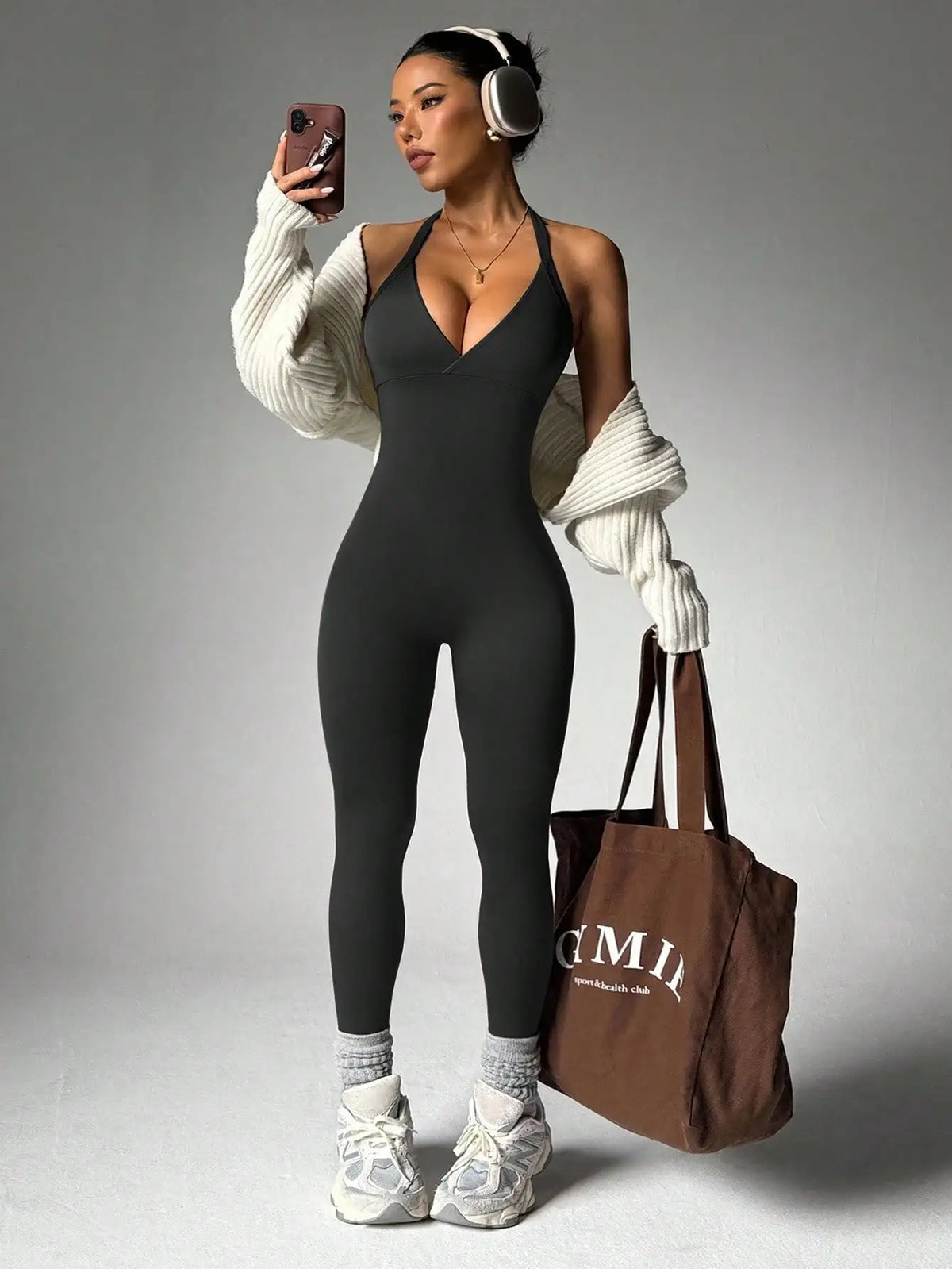 **Women’s Seamless Sports Jumpsuit with Pocket**