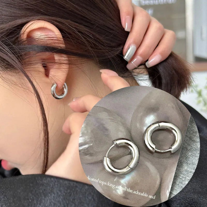 **VENTFILLE 925 Sterling Silver Chunky Hoop Earrings**