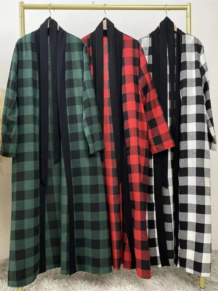 Women’s Plaid Robe with Pockets & Belt – Christmas Style