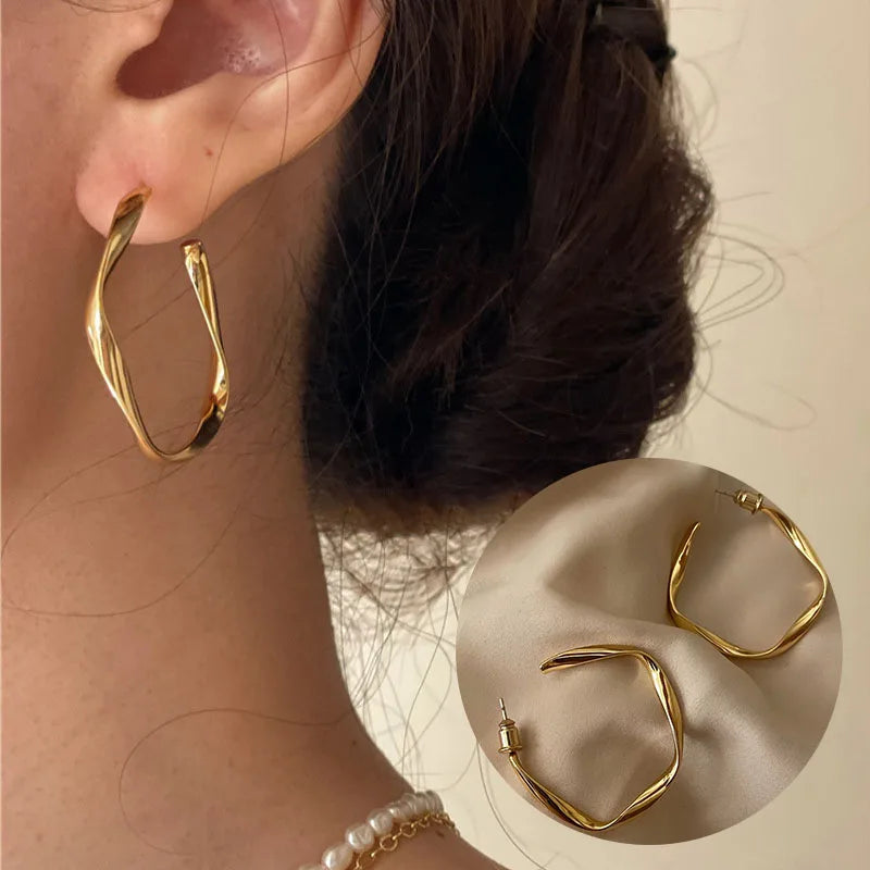 **VENTFILLE 925 Sterling Silver Chunky Hoop Earrings**