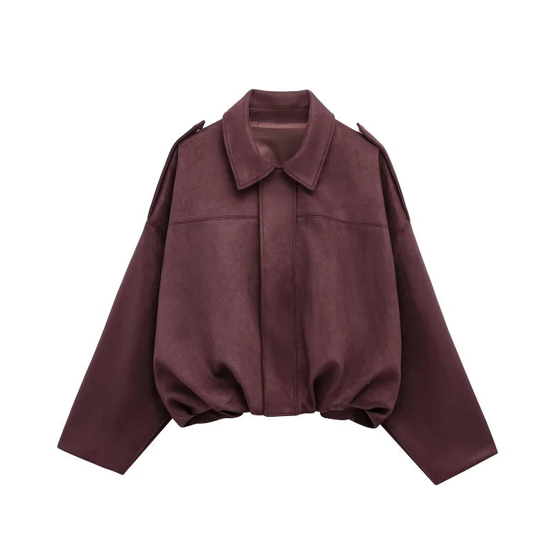 MUJER Faux Suede Bomber Jackets for Women