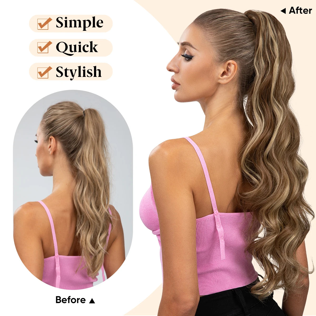 **26" Natural Wave Drawstring Ponytail Extension**