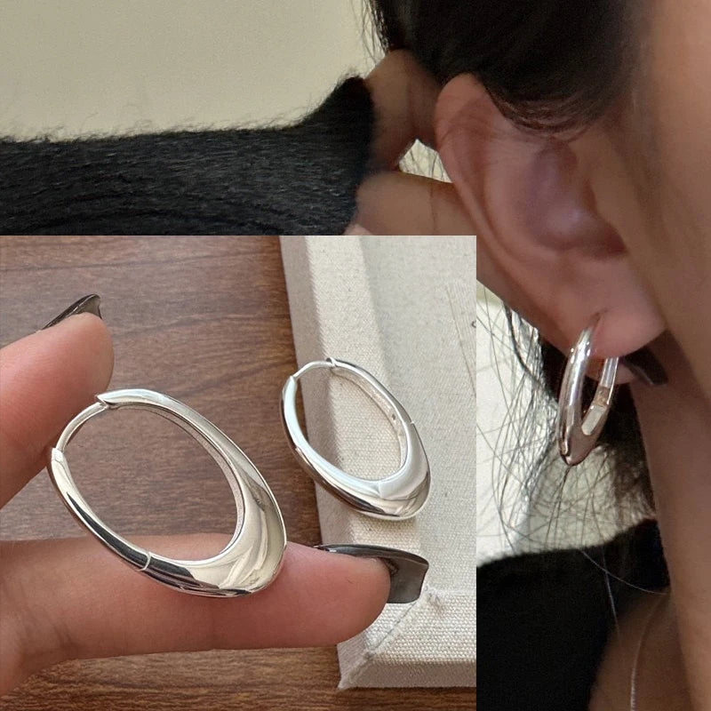 **VENTFILLE 925 Sterling Silver Chunky Hoop Earrings**