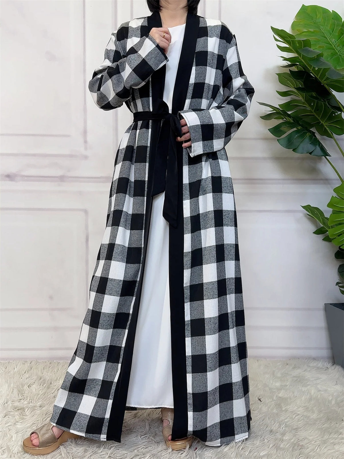 Women’s Plaid Robe with Pockets & Belt – Christmas Style