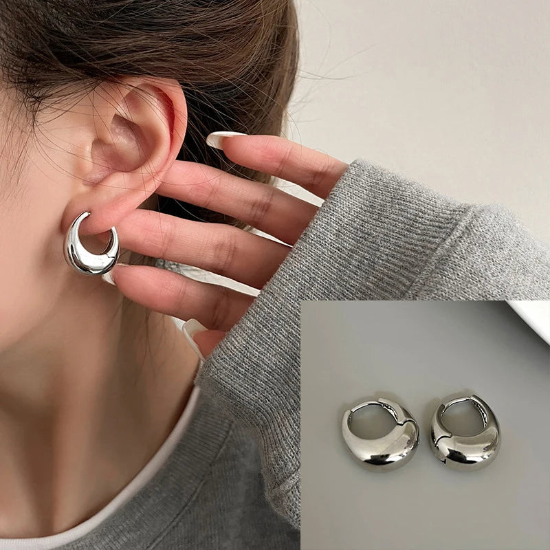 **VENTFILLE 925 Sterling Silver Chunky Hoop Earrings**