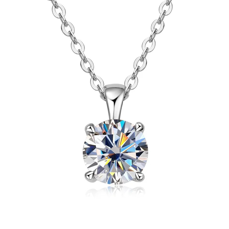 1ct Moissanite Pendant Necklace in 925 Sterling Silver