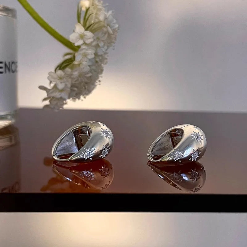 **VENTFILLE 925 Sterling Silver Chunky Hoop Earrings**