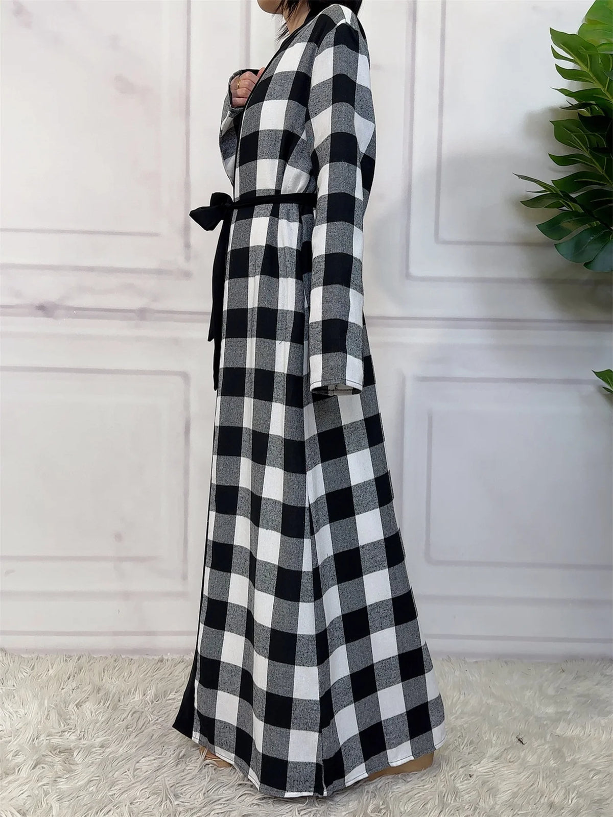 Women’s Plaid Robe with Pockets & Belt – Christmas Style