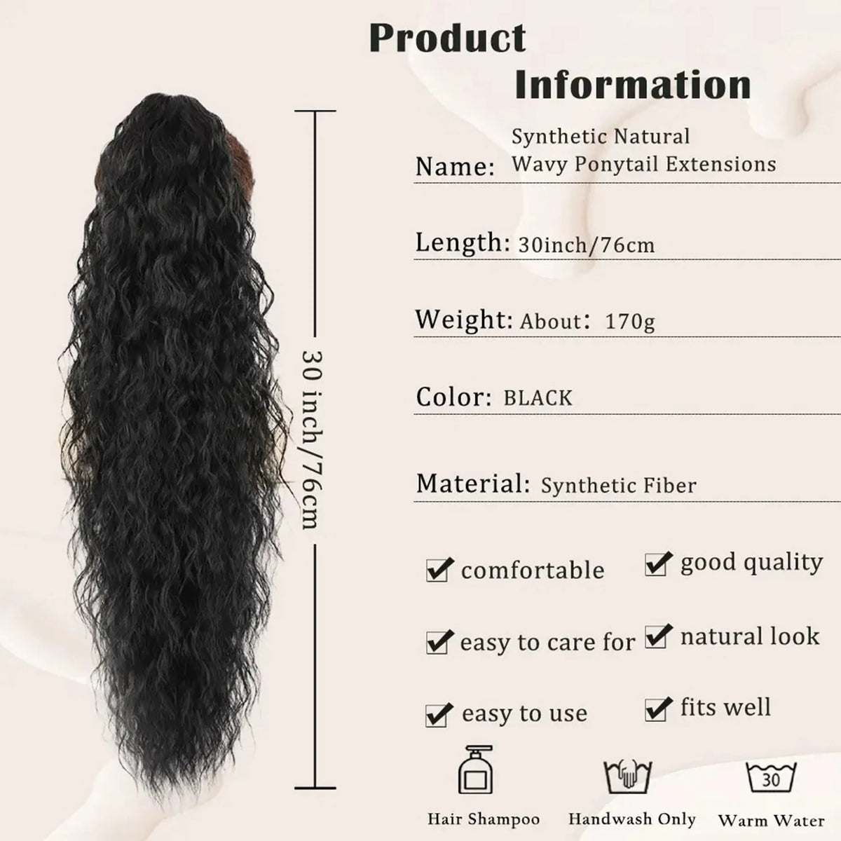 **Long Wavy Clip-In Ponytail Extension**