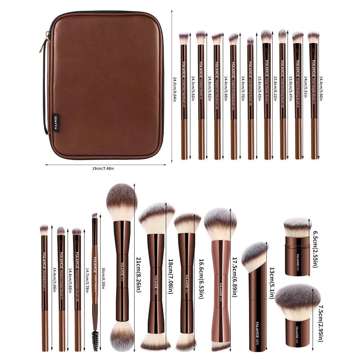 MAANGE 20-Piece Pro Makeup Brush Set with Bag