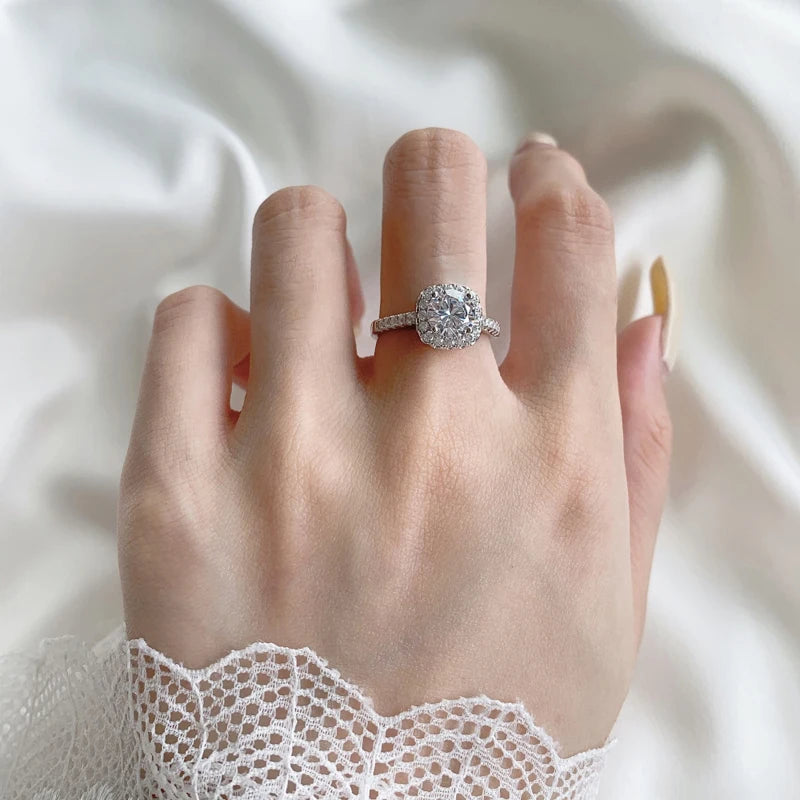 1CT Moissanite 925 Silver Wedding Ring