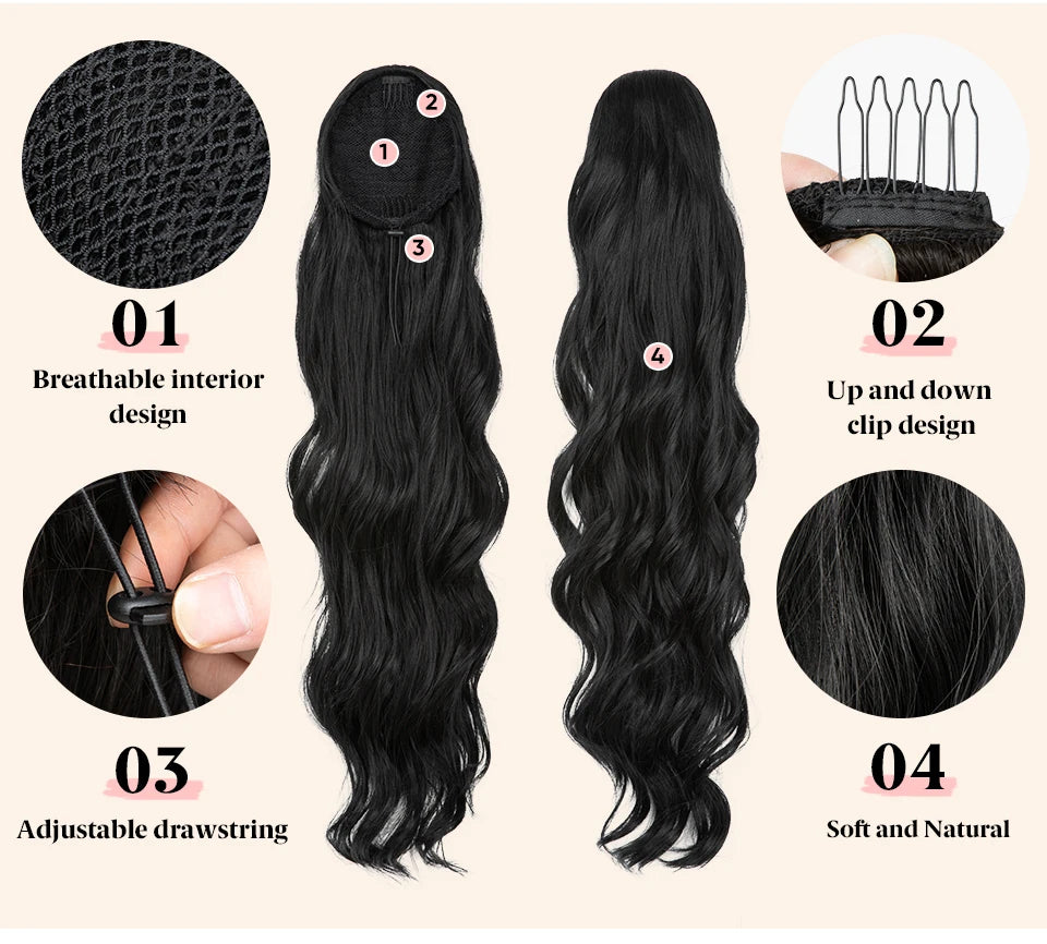 **26" Natural Wave Drawstring Ponytail Extension**