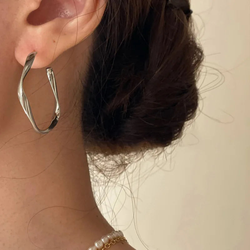 **VENTFILLE 925 Sterling Silver Chunky Hoop Earrings**