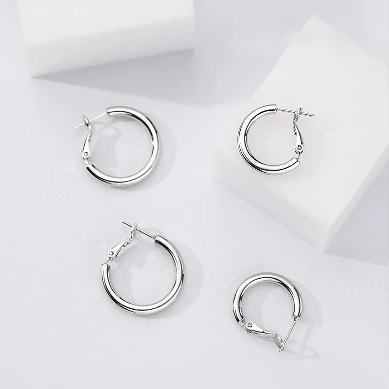 **VENTFILLE 925 Sterling Silver Chunky Hoop Earrings**