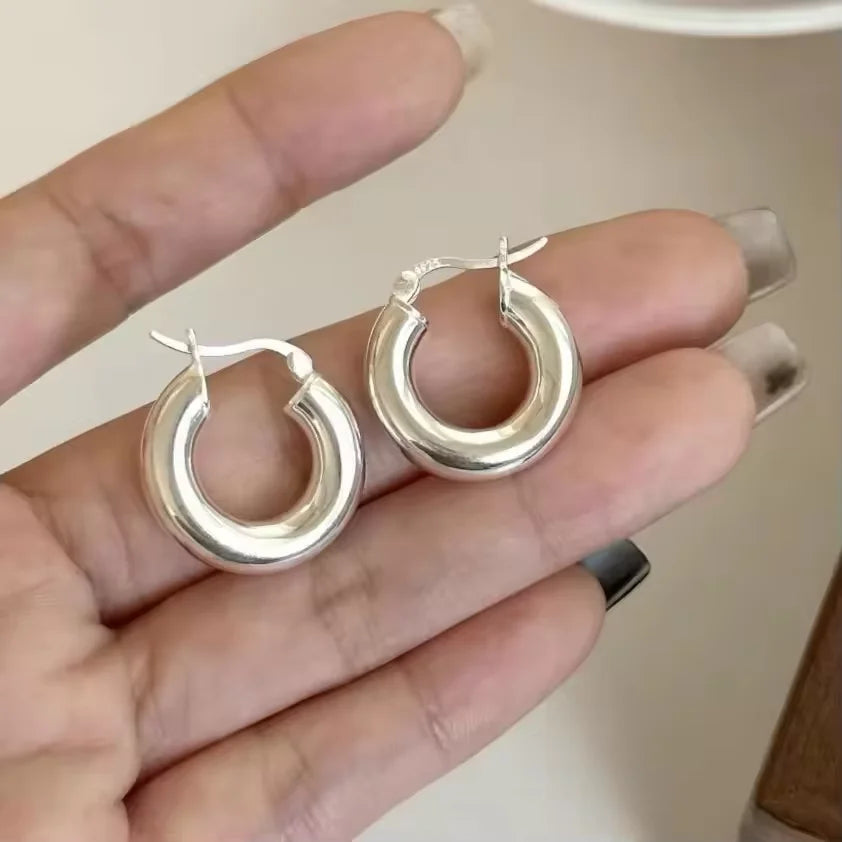**VENTFILLE 925 Sterling Silver Chunky Hoop Earrings**