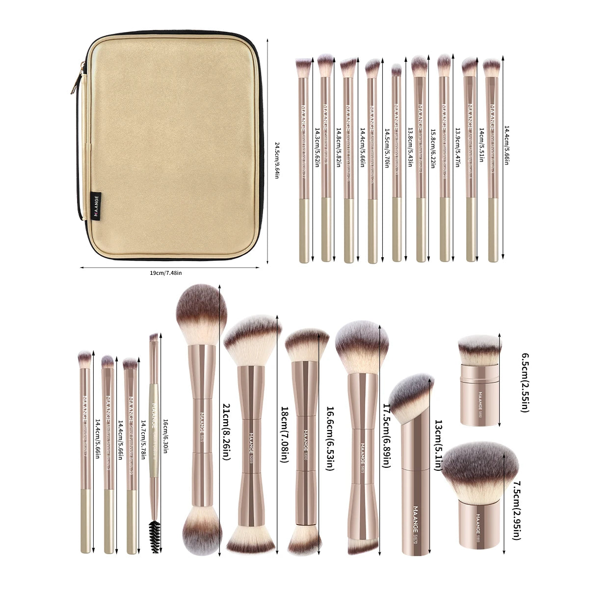 MAANGE 20-Piece Pro Makeup Brush Set with Bag