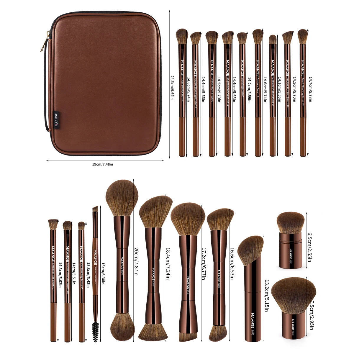 MAANGE 20-Piece Pro Makeup Brush Set with Bag