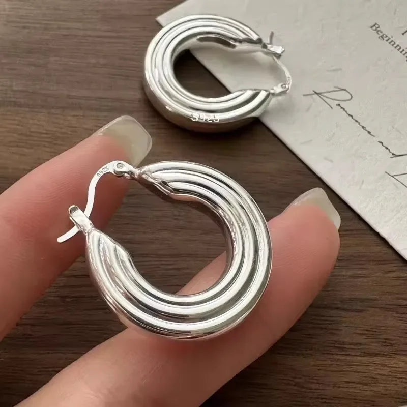 **VENTFILLE 925 Sterling Silver Chunky Hoop Earrings**