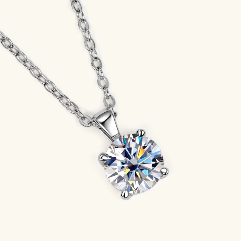 1ct Moissanite Pendant Necklace in 925 Sterling Silver