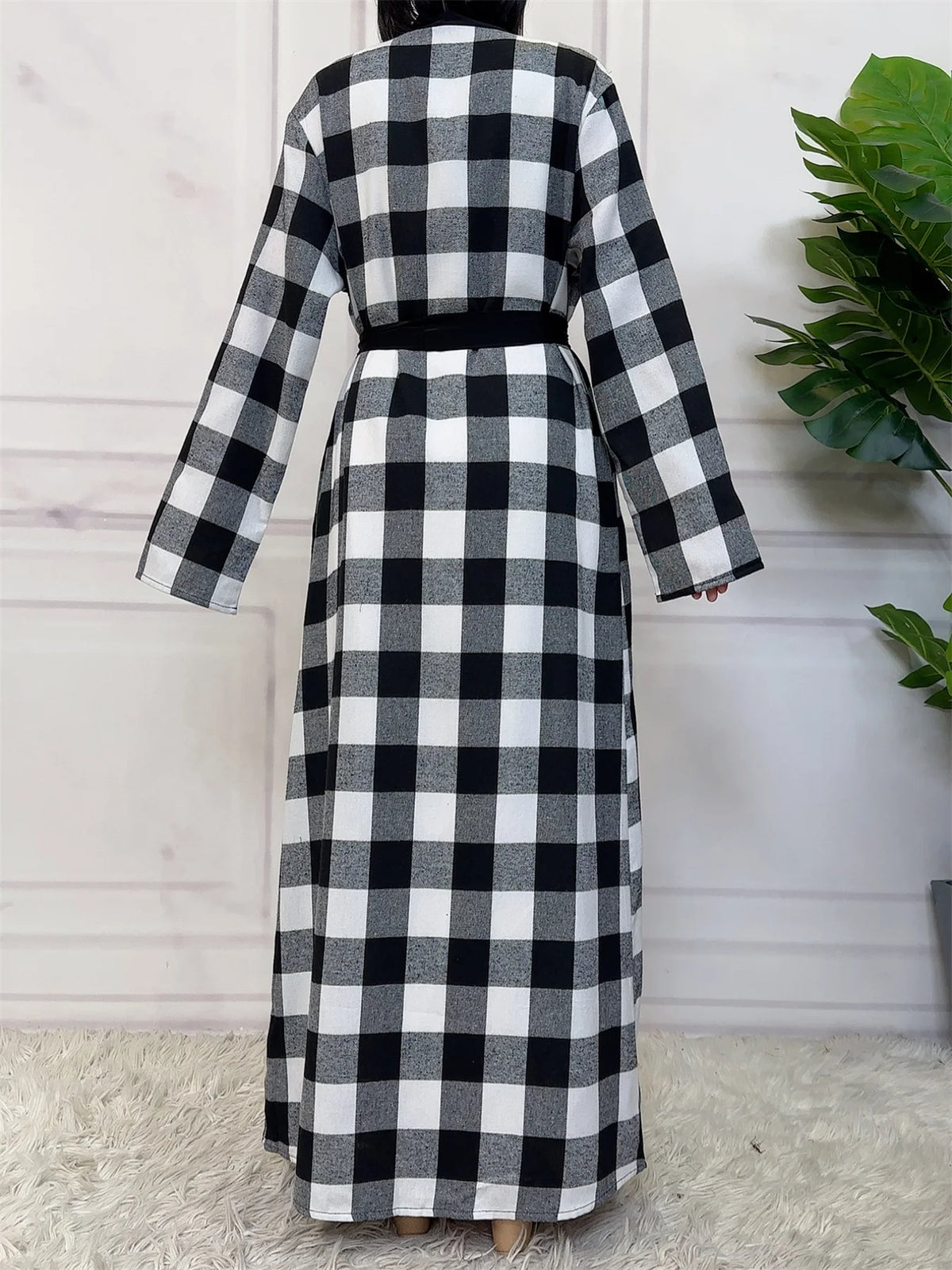 Women’s Plaid Robe with Pockets & Belt – Christmas Style