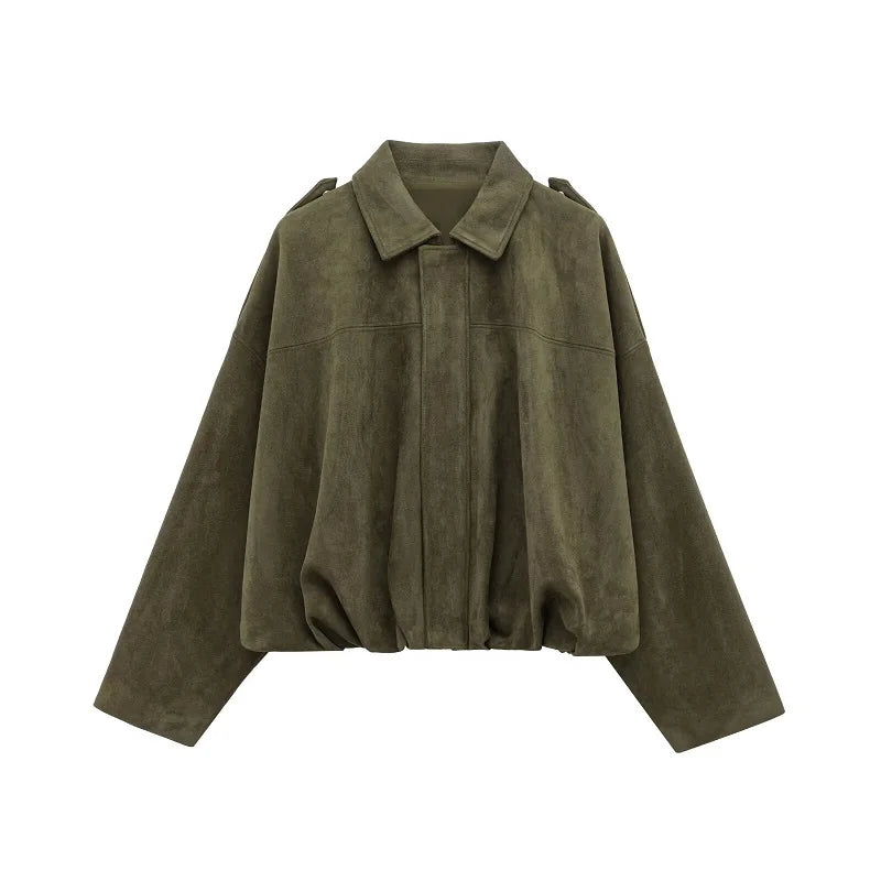 MUJER Faux Suede Bomber Jackets for Women