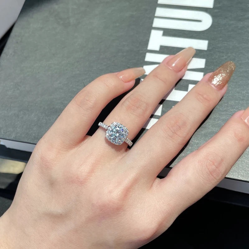 1CT Moissanite 925 Silver Wedding Ring