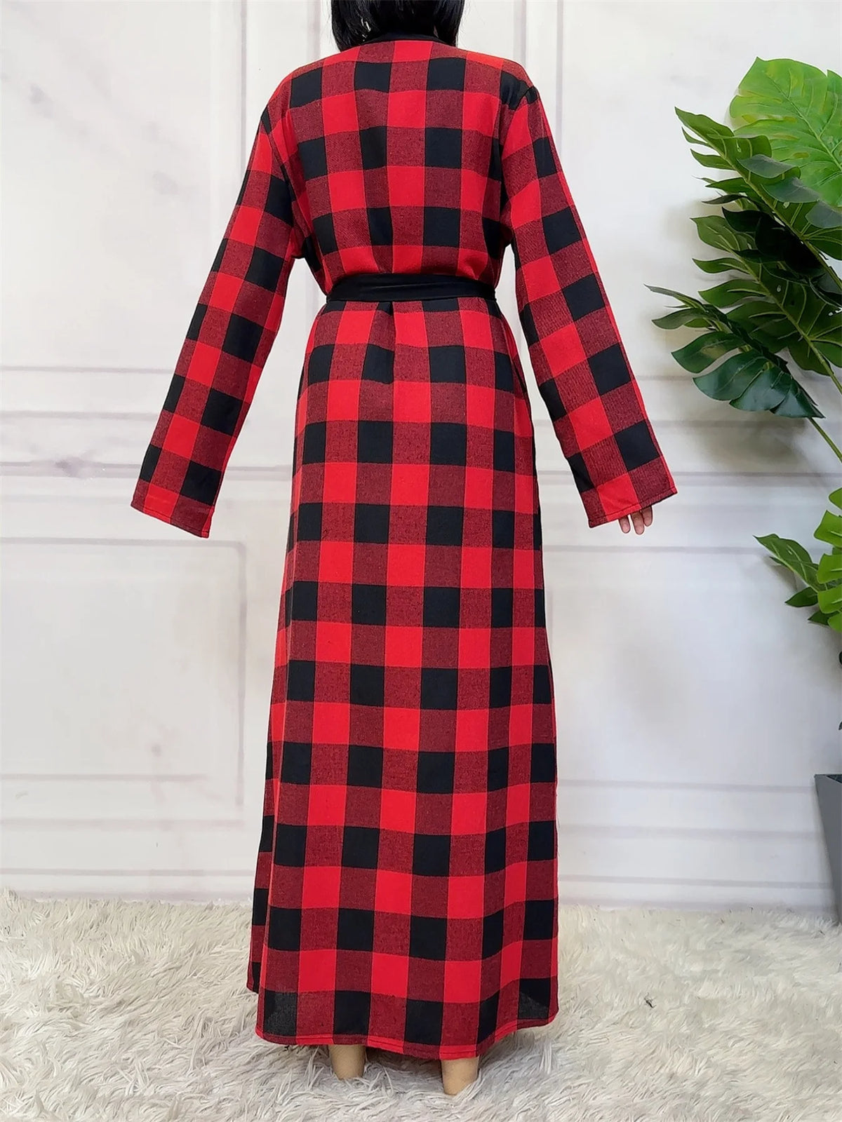Women’s Plaid Robe with Pockets & Belt – Christmas Style