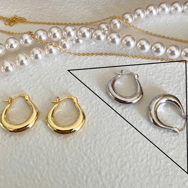**VENTFILLE 925 Sterling Silver Chunky Hoop Earrings**