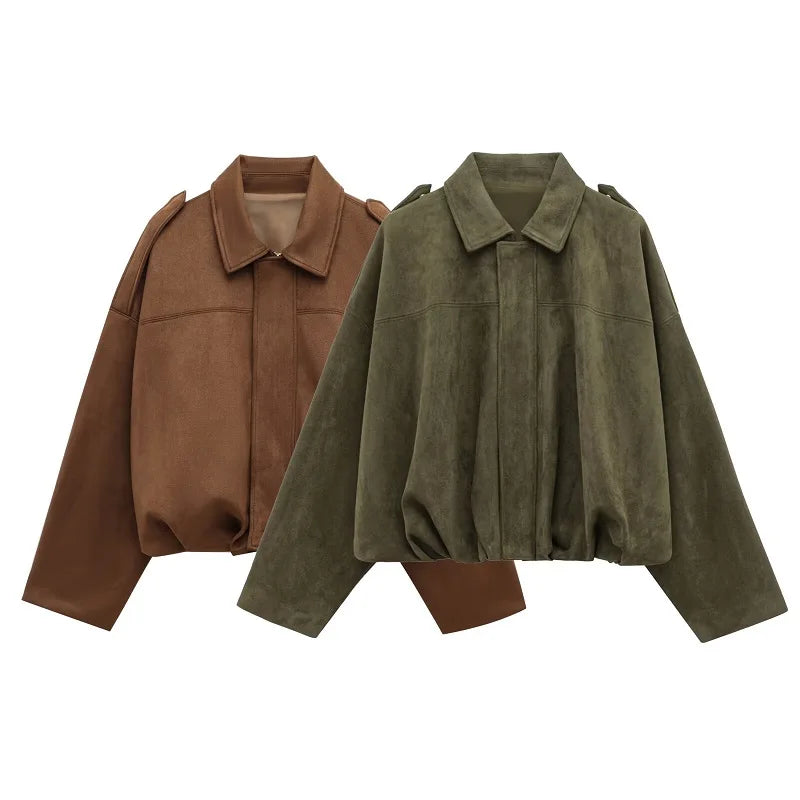 MUJER Faux Suede Bomber Jackets for Women