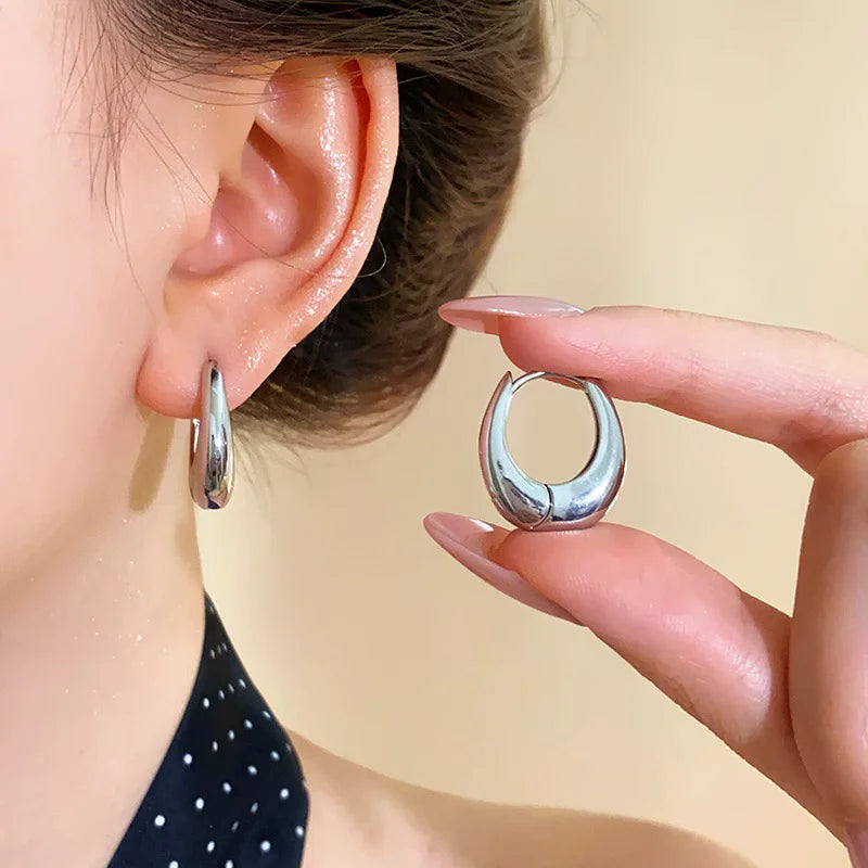 **VENTFILLE 925 Sterling Silver Chunky Hoop Earrings**