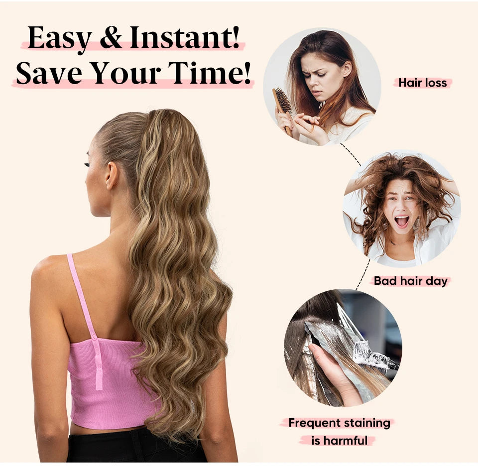 **26" Natural Wave Drawstring Ponytail Extension**