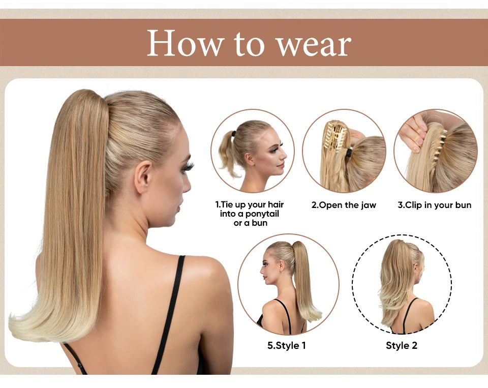 SARLA Long Silky Claw Clip Ponytail Extension