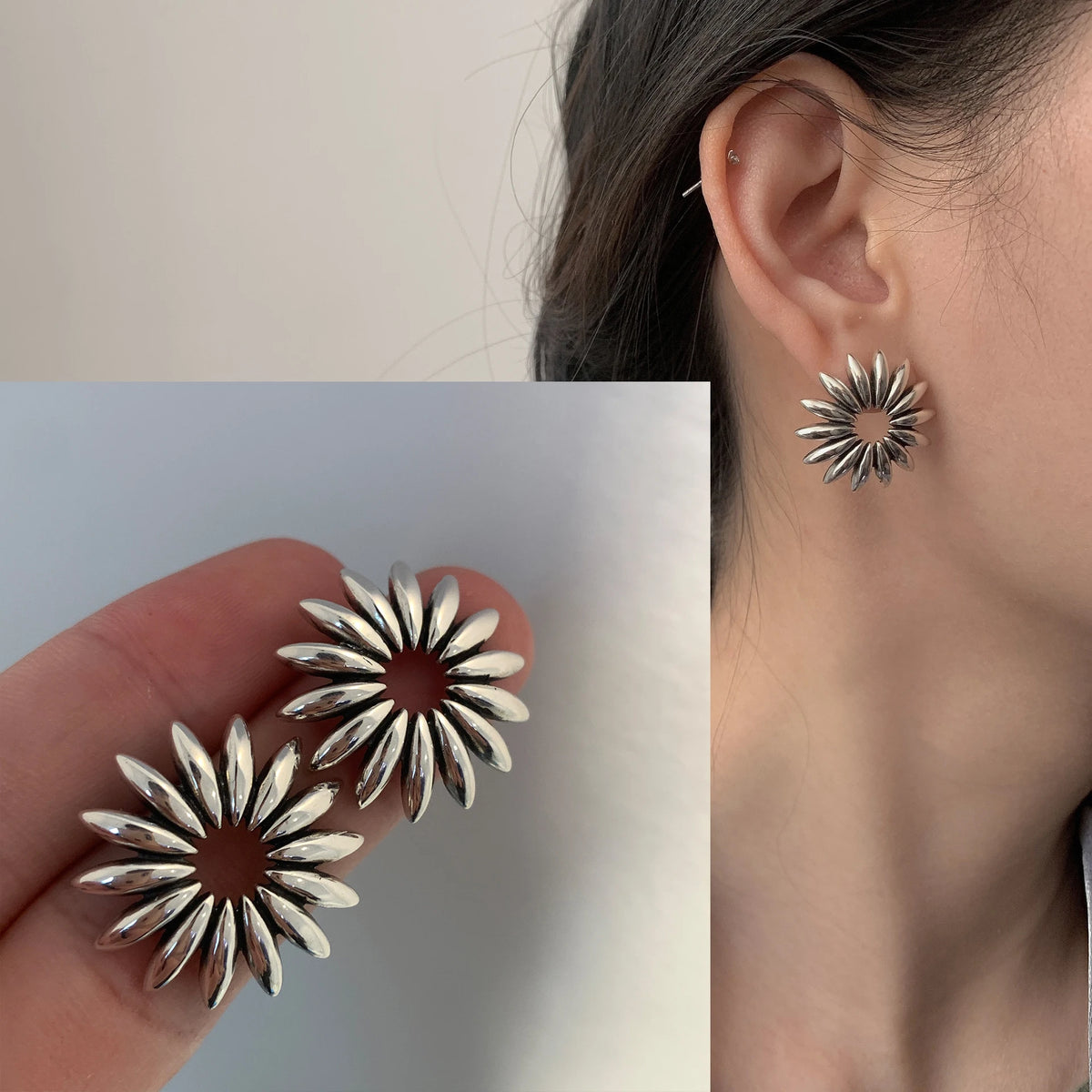 **VENTFILLE 925 Sterling Silver Chunky Hoop Earrings**