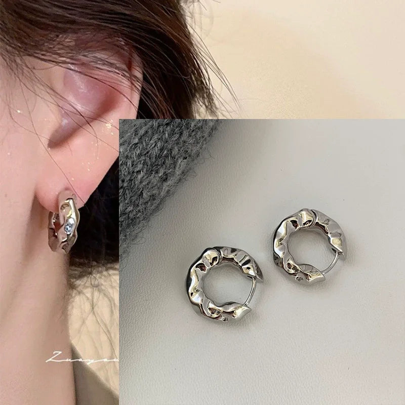 **VENTFILLE 925 Sterling Silver Chunky Hoop Earrings**