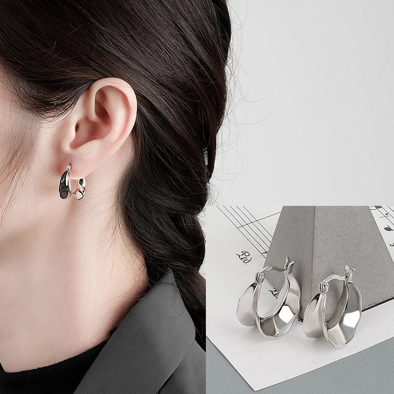 **VENTFILLE 925 Sterling Silver Chunky Hoop Earrings**