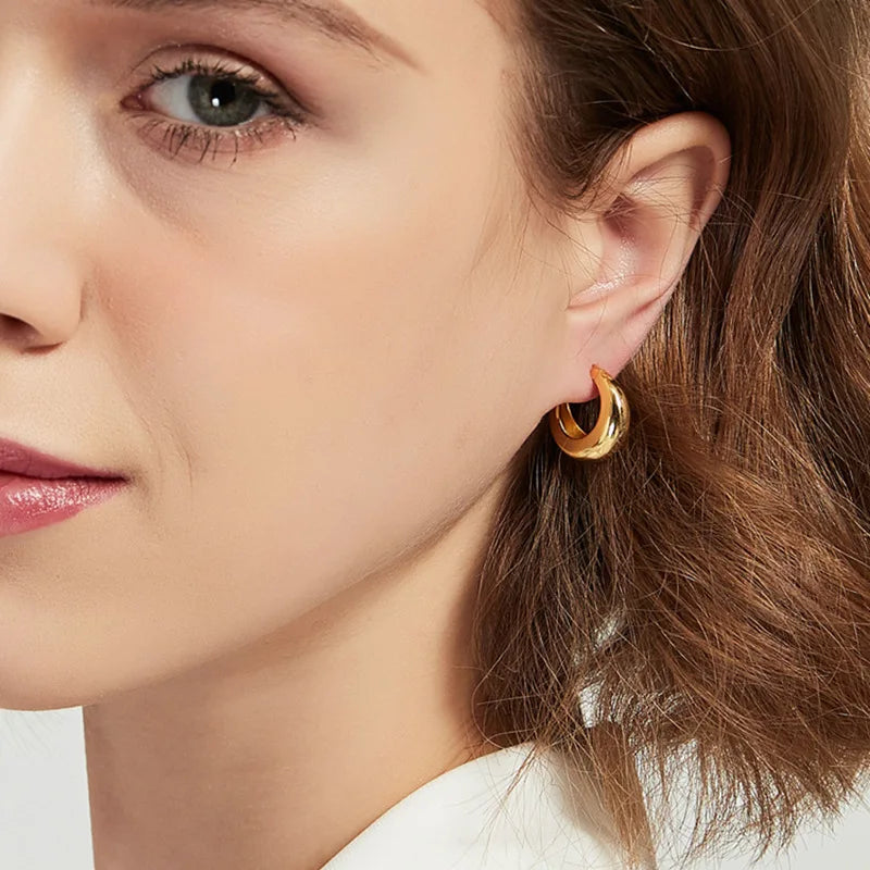 **VENTFILLE 925 Sterling Silver Chunky Hoop Earrings**