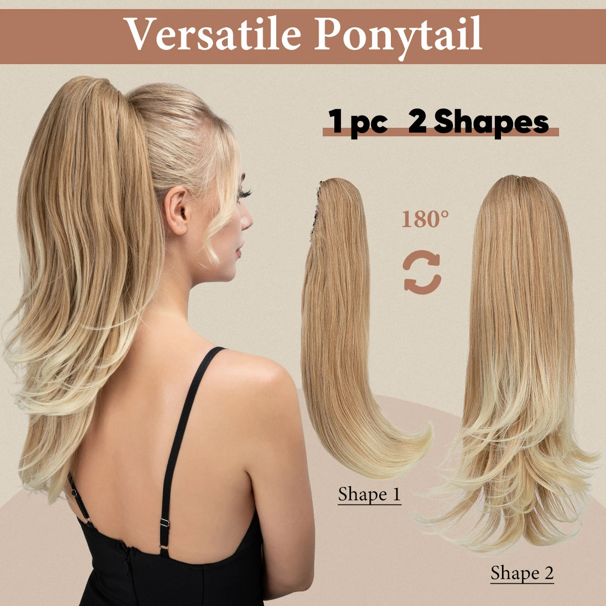 SARLA Long Silky Claw Clip Ponytail Extension
