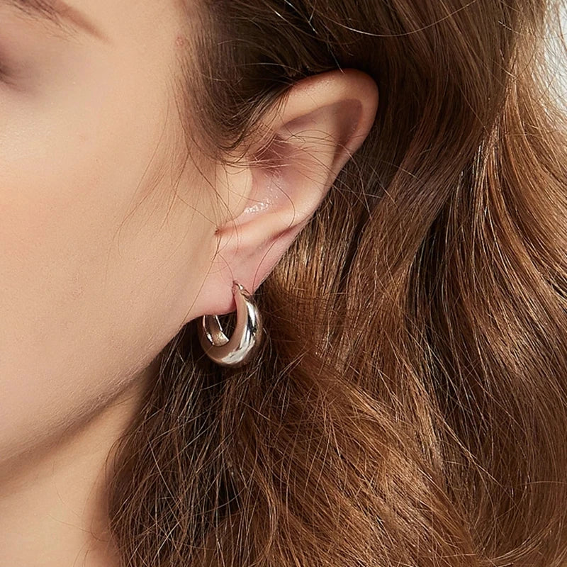 **VENTFILLE 925 Sterling Silver Chunky Hoop Earrings**