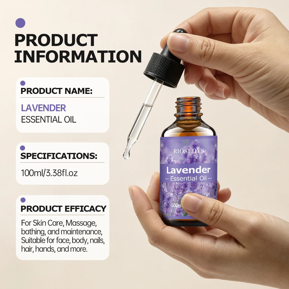 100ml LAVENDER ESSENTIAL OIL Suitable for massage and skincare