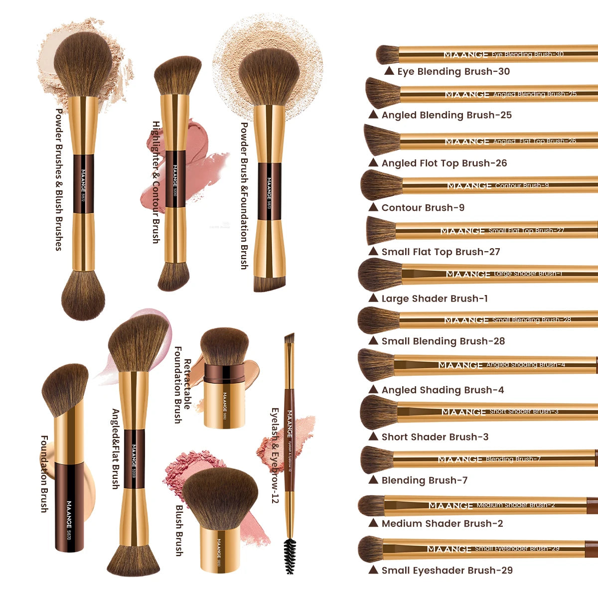 MAANGE 20-Piece Pro Makeup Brush Set with Bag