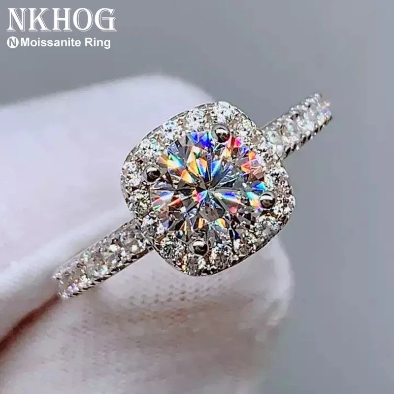 1CT Moissanite 925 Silver Wedding Ring