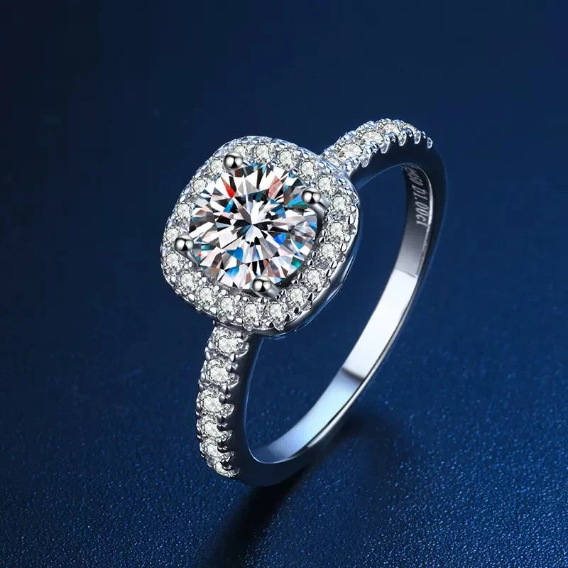 1CT Moissanite 925 Silver Wedding Ring