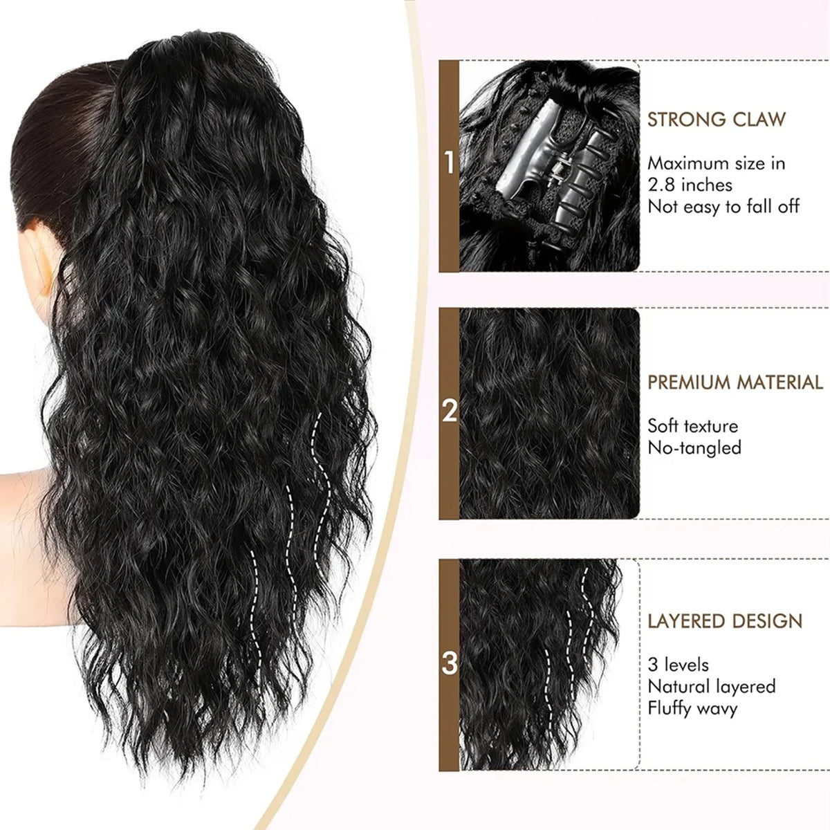 **Long Wavy Clip-In Ponytail Extension**