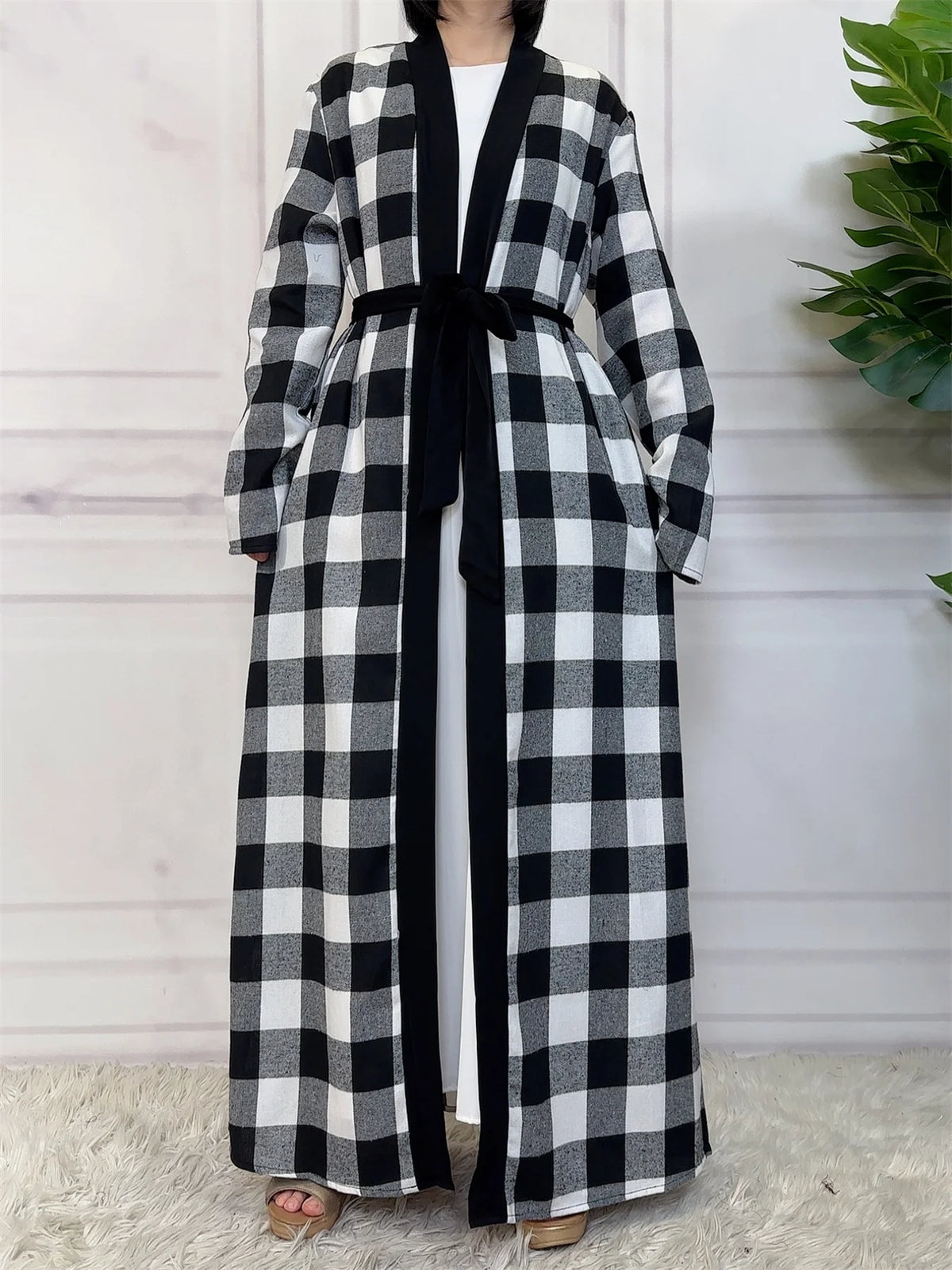 Women’s Plaid Robe with Pockets & Belt – Christmas Style