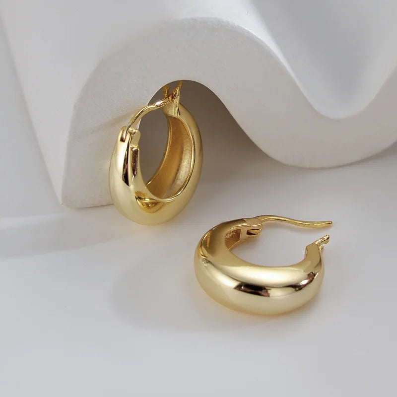 **VENTFILLE 925 Sterling Silver Chunky Hoop Earrings**