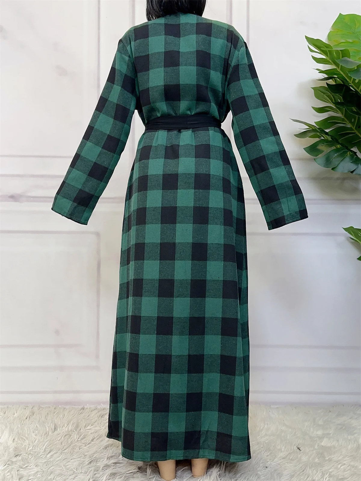 Women’s Plaid Robe with Pockets & Belt – Christmas Style